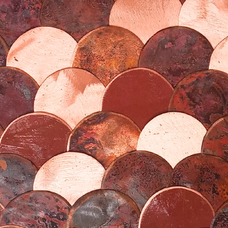 Bare metal, copper patina after day one