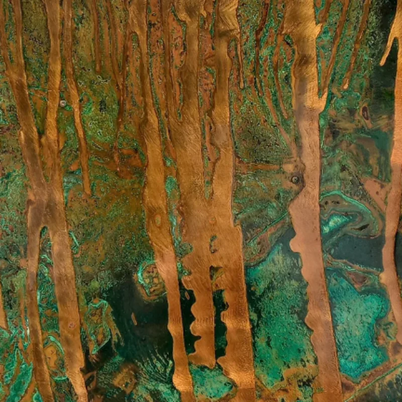 Green-gold, copper patina after days