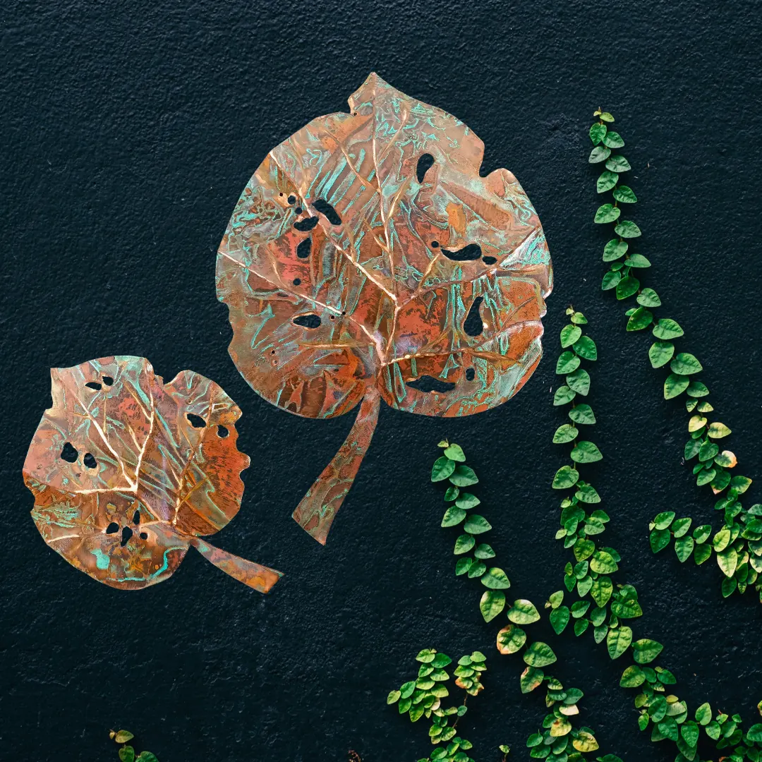 Kawakawa Leaves, copper, green or green-brown patina