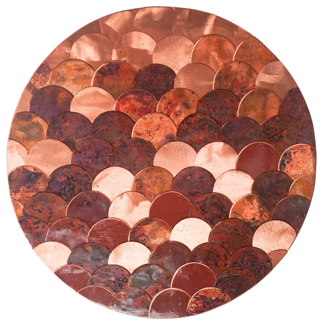 Desert Rose, copper, patina, 600mm diameter
