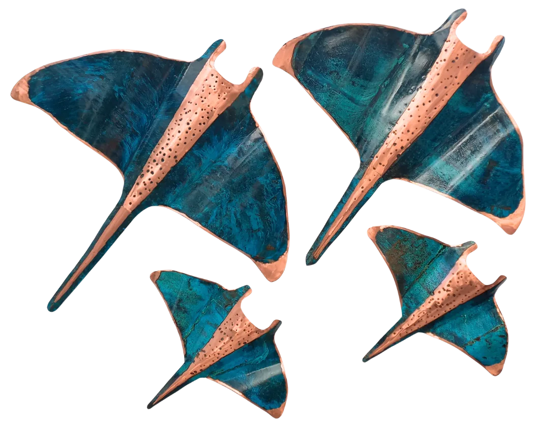 Reef Manta Ray, copper, patina, ≈900 × 750mm