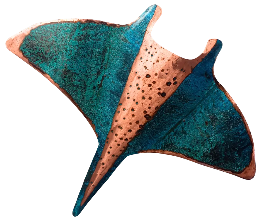 Giant Manta Ray, copper, patina, ≈1400 × 1400mm