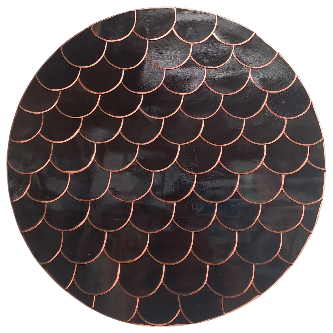 Obsidian Flow, copper, black patina, 560mm diameter