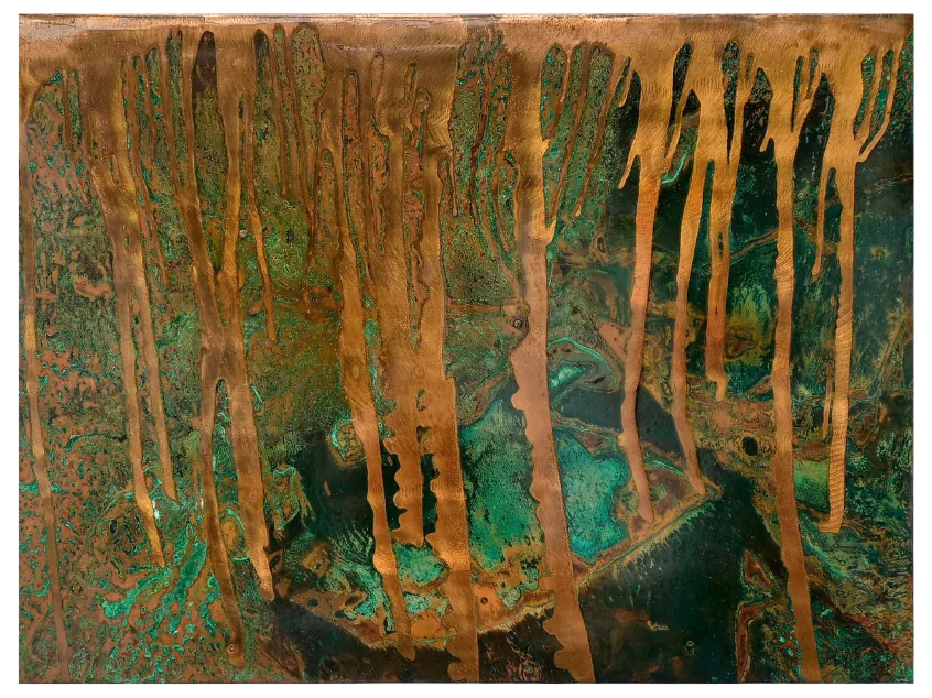 River, copper, patina, 800 × 600mm