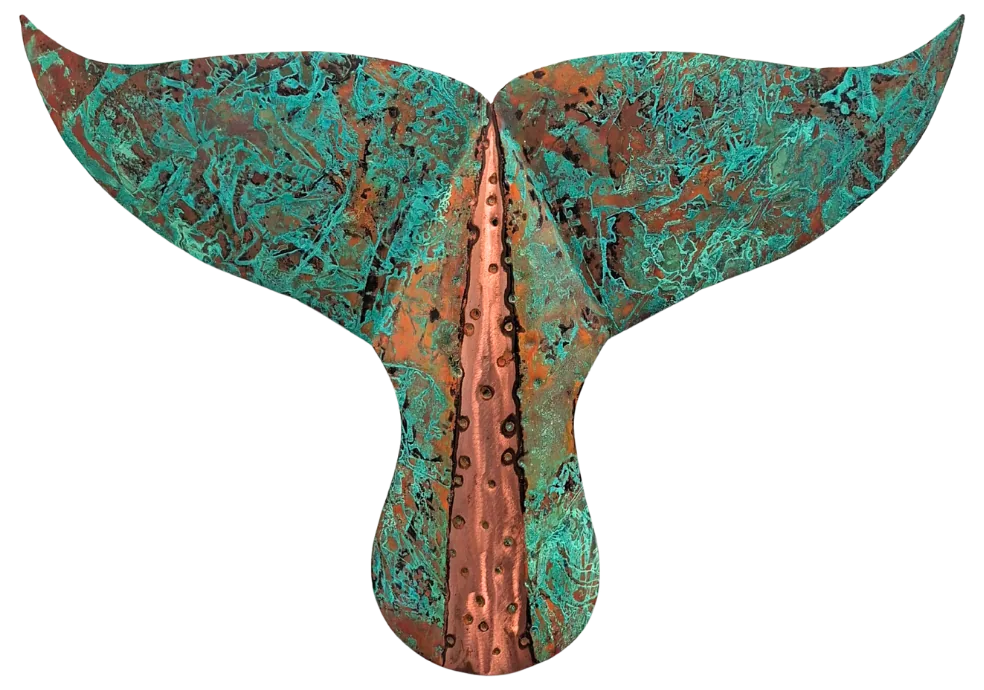 Whale Tail, copper, green or blue patina, ≈900 × 620mm